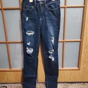 SO High Rise Ultimate Skinny Women's Distressed Blue Jeans